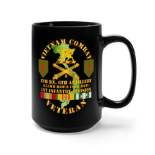 Load image into Gallery viewer, Black Mug 15oz -  Army - Vietnam Combat Vet - 8th Bn 6th Artillery - 1st Inf Div SSI
