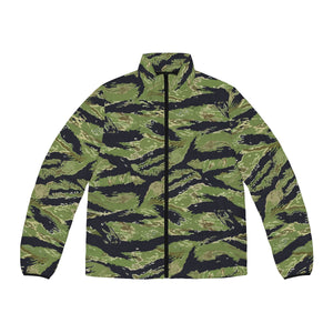 Men's Puffer Jacket (AOP) - Vietnam Military Tiger Stripe Jungle Camouflage