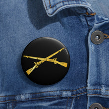 Load image into Gallery viewer, Custom Pin Buttons - Army - Infantry Branch - Crossed Rifles
