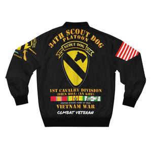 Men's AOP Bomber Jacket - Army - Vietnam Veteran - 34th Infantry Scout Dog Platoon - 1st Cavalry Division