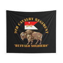 Load image into Gallery viewer, Indoor Wall Tapestries - Army - 9th Cavalry Regiment - Buffalo Soldiers w 9th Cav Guidon
