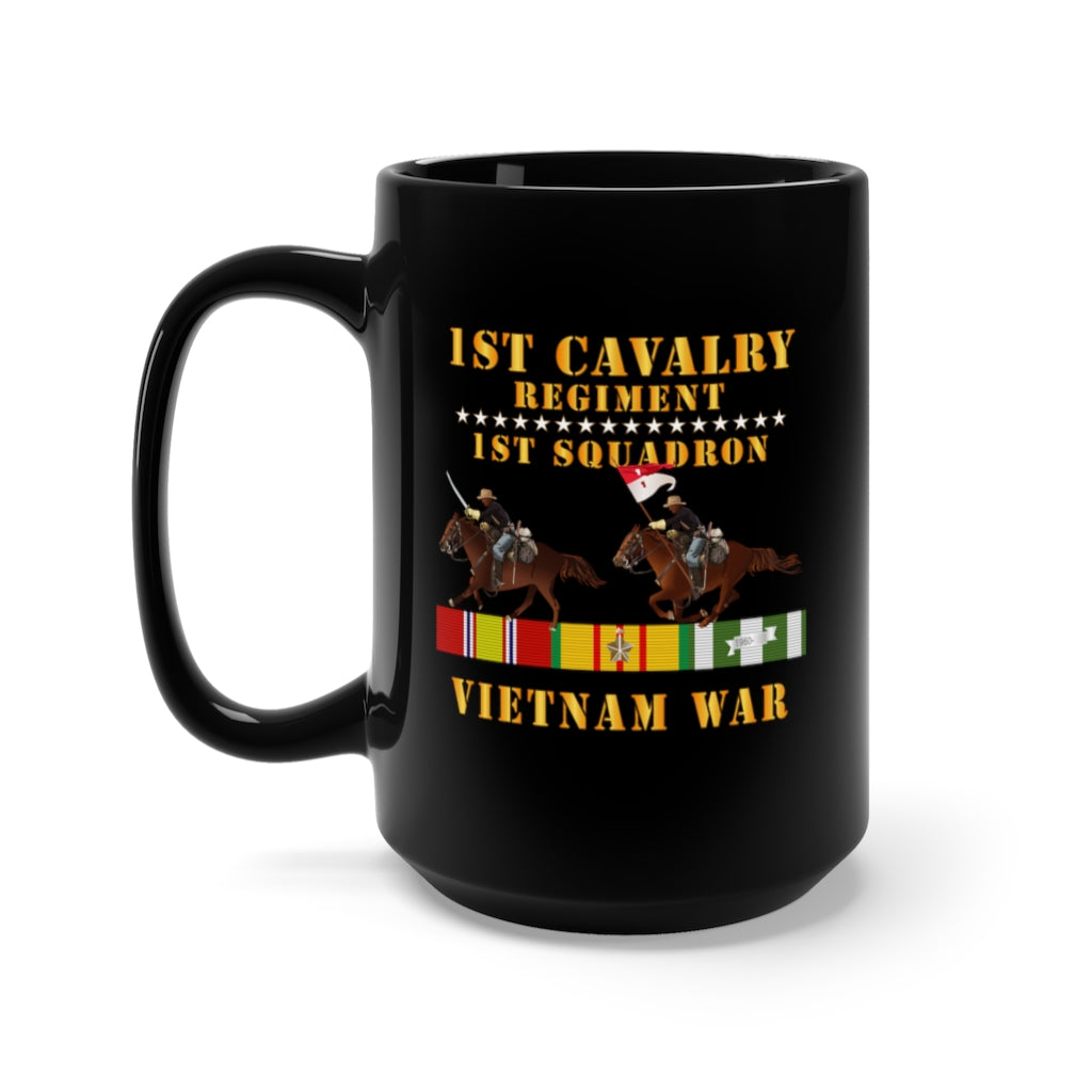 Black Mug 15oz - Army - 1st Squadron, 1st Cavalry Regiment - Vietnam War wt 2 Cav Riders and VN SVC X300