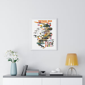 Premium Framed Vertical Poster - Map - Vietnam Units -with Wpns - Equipment