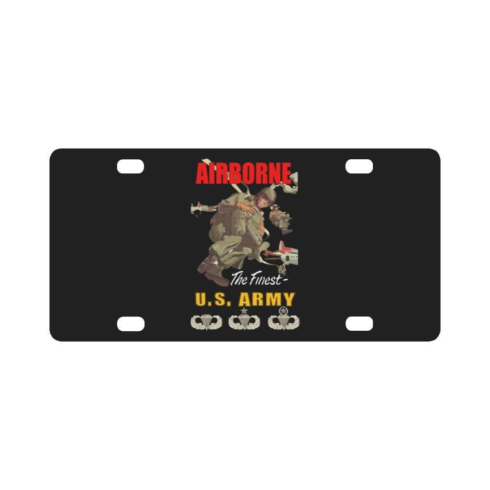 Army - Airborne Poster wi Backgrnd w BadgesV1 Classic License Plate