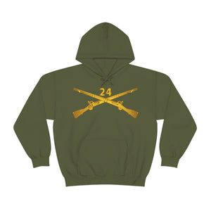 Unisex Heavy Blend Hooded Sweatshirt - Army - 24th Infantry Regiment Branch Wo Txt