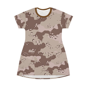 All Over Print T-Shirt Dress - Military Chocolate Chip Desert Camouflage