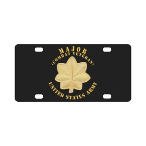 Army - Major - MAJ - Combat Veteran - V1 Classic License Plate