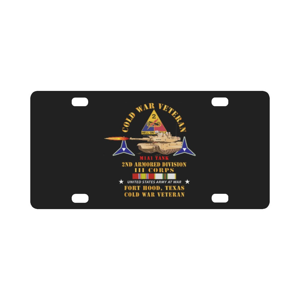 Army - Cold War Vet - 2nd Armored Division - Ft Hood, TX - M1A1 Firing w COLD SVC Classic License Plate