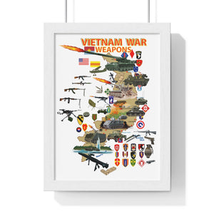 Premium Framed Vertical Poster - Map - Vietnam Units -with Wpns - Equipment