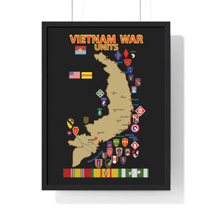 Premium Framed Vertical Poster - Map - Vietnam Units - 3 wo DS - Black