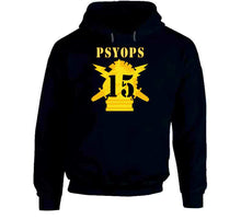 Load image into Gallery viewer, Army - Psyops W Branch Insignia - 15th Battalion Numeral - Line X 300 V1 Hoodie
