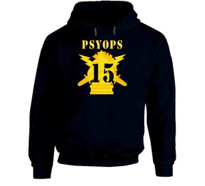 Army - Psyops W Branch Insignia - 15th Battalion Numeral - Line X 300 V1 Hoodie