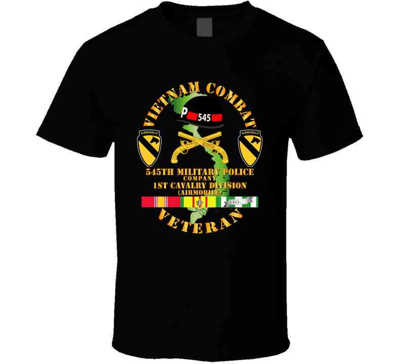 Army - Vietnam Combat Cavalry Veteran, 545th Military Police Company, 1st Cavalry Division with MP Helmet Insignia Classic T Shirt