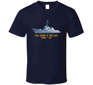 Navy - Destroyer - Uss John S Mccain -  Ship On Top Txt T Shirt