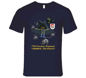 Army - 17th Cavalry - Branch - Airborne, Air Assault with Flash and Helicopters - T Shirt, Premium and Hoodie