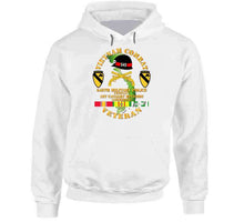 Load image into Gallery viewer, Army - Vietnam Combat Cavalry Veteran, 545th Military Police Company, 1st Cavalry Division with MP Helmet Insignia Hoodie
