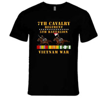 Load image into Gallery viewer, Army - 5th Battalion,  7th Cavalry Regiment - Vietnam War Wt 2 Cav Riders And Vn Svc X300 T Shirt
