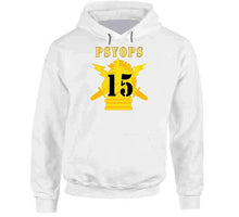 Load image into Gallery viewer, Army - Psyops W Branch Insignia - 15th Battalion Numeral - Line X 300 V1 Hoodie
