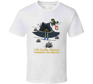 Army - 17th Cavalry - Branch - Airborne, Air Assault with Flash and Helicopters - T Shirt, Premium and Hoodie