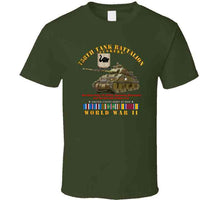 Load image into Gallery viewer, Army - 758th Tank Battalion, &quot;Tuskers&quot;, with Tank, World War II with European Theater Service Ribbons - T Shirt, Premium and Hoodie
