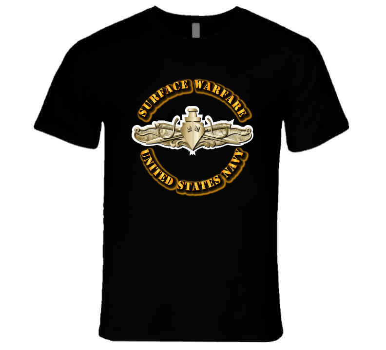 Navy Surface Warfare Badge Gold V1 T-Shirt - Officer SWO Pin Premium ...