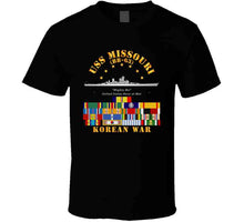Load image into Gallery viewer, USS Missouri, (BB-63) Korean War with Ship &#39;s Service Ribbons T Shirt, Premium and Hoodie
