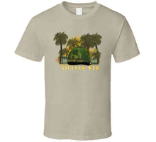 Load image into Gallery viewer, Vietnam Era Helmet Cover - Band - Front - War Is Hell W Jungle - Fire W Txt X 300 T Shirt
