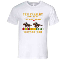 Load image into Gallery viewer, Army - 1st Battalion,  7th Cavalry Regiment - Vietnam War Wt 2 Cav Riders And Vn Svc X300 T Shirt
