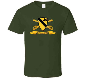 Army - 1st Cavalry Division - Ssi  Wo White Border W Br - Ribbon T Shirt