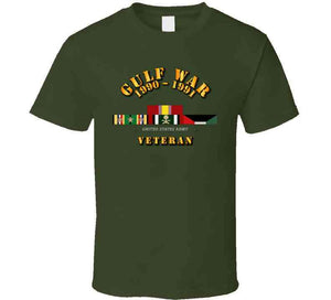 Army - Gulf War 1990 to 1991 with Service Ribbons, Southwest Asia Service Medal with 3 Bronze Stars T Shirt, Premium and Hoodie