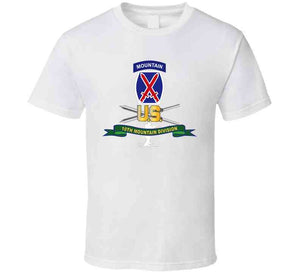 Army - 10th Mountain Division - Ssi W Ski Branch - Ribbon X 300 T Shirt