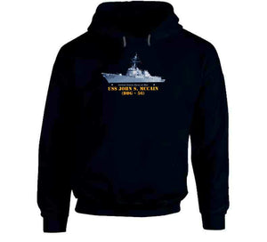 Navy - Destroyer - Uss John S Mccain -  Ship On Top Txt T Shirt