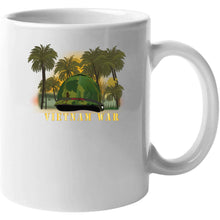 Load image into Gallery viewer, Vietnam Era Helmet Cover - Band - Front - War Is Hell W Jungle - Fire W Txt X 300 Long Sleeve T Shirt
