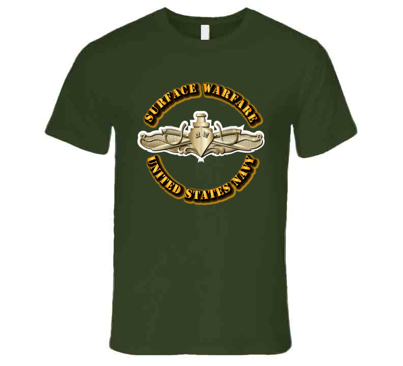 Navy Surface Warfare Badge Gold V1 T-Shirt - Officer SWO Pin Premium ...