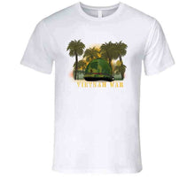 Load image into Gallery viewer, Vietnam Era Helmet Cover - Band - Front - War Is Hell W Jungle - Fire W Txt X 300 T Shirt
