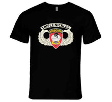 Load image into Gallery viewer, Army - Airborne Badge - 555th Parachute Infantry Bn - Ssi W Triple Nicklestab X 300 T Shirt
