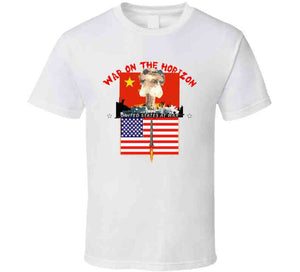 Govt - War On The Horizon - China Flag - Us Flag W Missile Firing - Atomic Blast X300 T Shirt