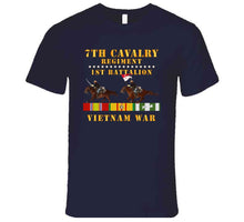 Load image into Gallery viewer, Army - 1st Battalion,  7th Cavalry Regiment - Vietnam War Wt 2 Cav Riders And Vn Svc X300 T Shirt
