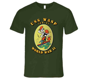 Navy - USS Wasp, (CV-7) World War II with Text - T Shirt, Premium and Hoodie