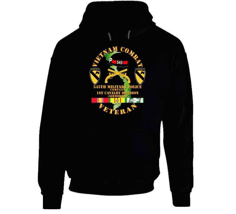 Army - Vietnam Combat Cavalry Veteran, 545th Military Police Company, 1st Cavalry Division with MP Helmet Insignia Hoodie