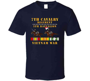 Army - 5th Battalion,  7th Cavalry Regiment - Vietnam War Wt 2 Cav Riders And Vn Svc X300 T Shirt