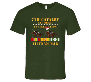 Army - 1st Battalion,  7th Cavalry Regiment - Vietnam War Wt 2 Cav Riders And Vn Svc X300 T Shirt