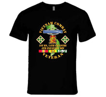 Load image into Gallery viewer, Army - Vietnam Combat Infantry Veteran W 1st Bn 14th Inf - 4th Id Ssi T-shirt
