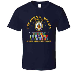 Navy - Destroyer - Uss John S Mccain - Ships Ribbons T Shirt