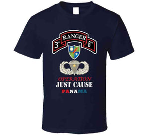 Army - 3rd Rgr Bn  With Dui - Basic Airborne W Combat Jump Star W Opn Just Cause Txt X 300 Classic T Shirt, Crewneck Sweatshirt, Hoodie, Long Sleeve, Mug