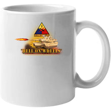 Load image into Gallery viewer, Army - 2nd Armored Division  - M1a1 Tank  - Hell On Wheels W Fire X 300 T Shirt
