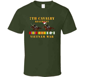 Army - 7th Cavalry Regiment - Vietnam War Wt 2 Cav Riders And Vn Svc X300 T Shirt