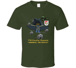 Army - 17th Cavalry - Branch - Airborne, Air Assault with Flash and Helicopters - T Shirt, Premium and Hoodie