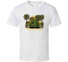 Load image into Gallery viewer, Vietnam Era Helmet Cover - Band - Front - War Is Hell W Jungle - Fire W Txt X 300 T Shirt
