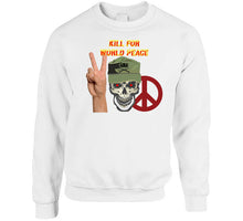 Load image into Gallery viewer, Army - Ranger Patrol Cap - Skull - Kill For World Peace W Flames Font X 300 Classic T Shirt, Crewneck Sweatshirt, Hoodie, Long Sleeve, Mug
